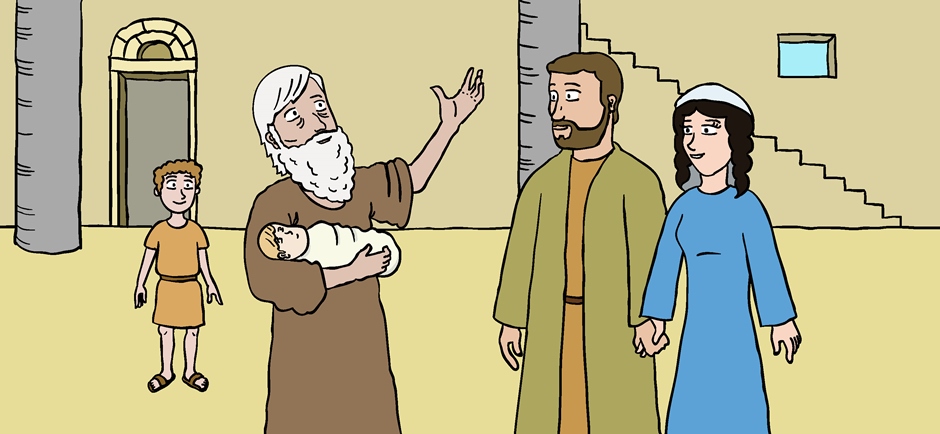 Santa María ofrece a su hijo Jesús a Dios